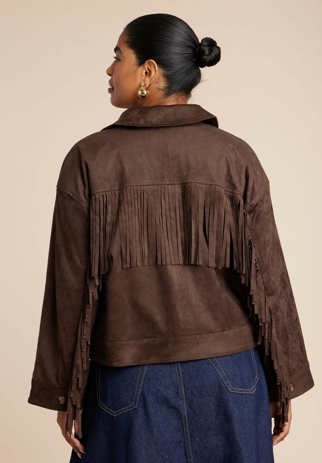Faux Suede Fringe Jacket image number 3