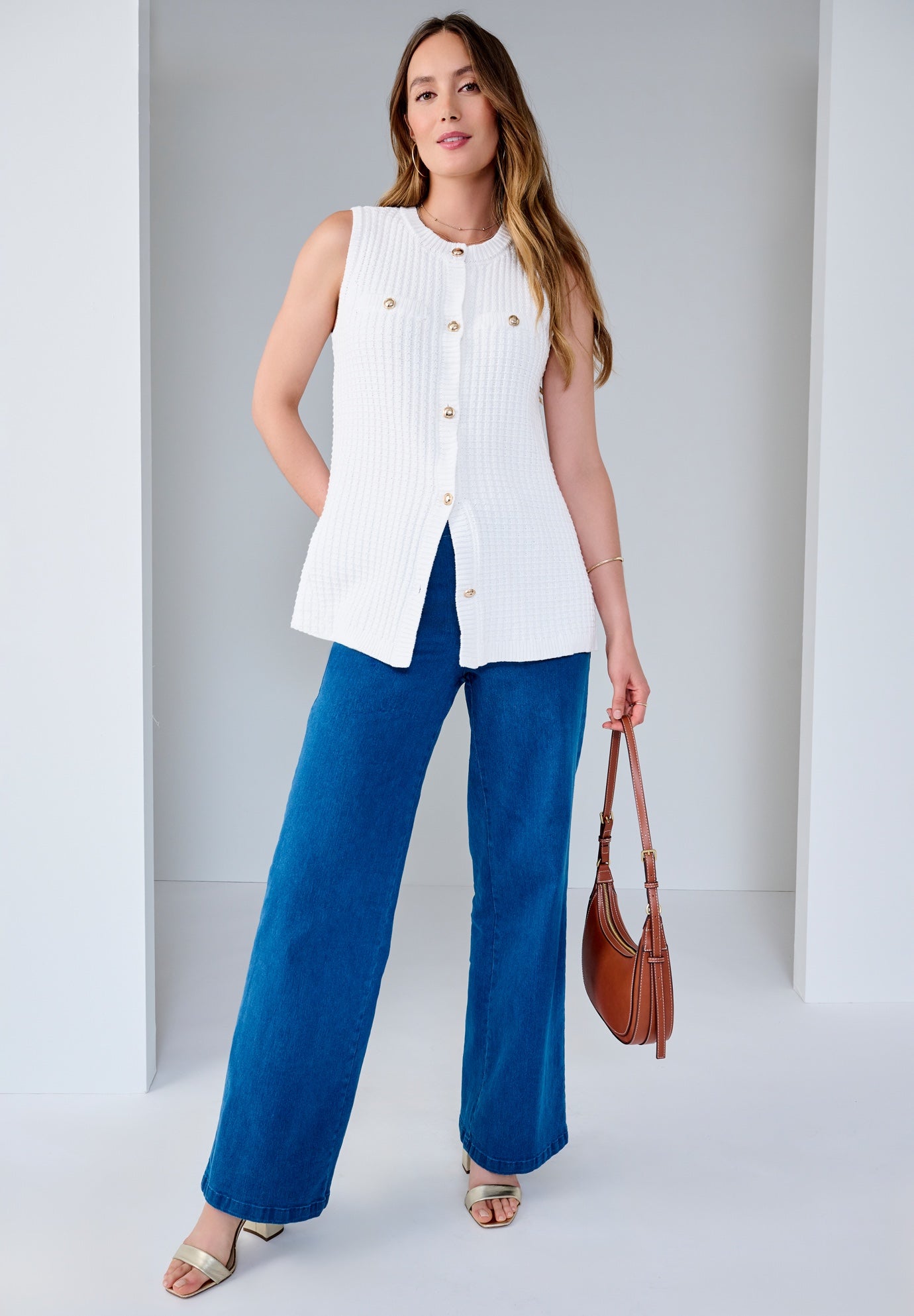 Boxy Stitch Cardigan Sweater Vest image number 0