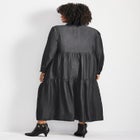 Denim Tiered Shirtdress image number null