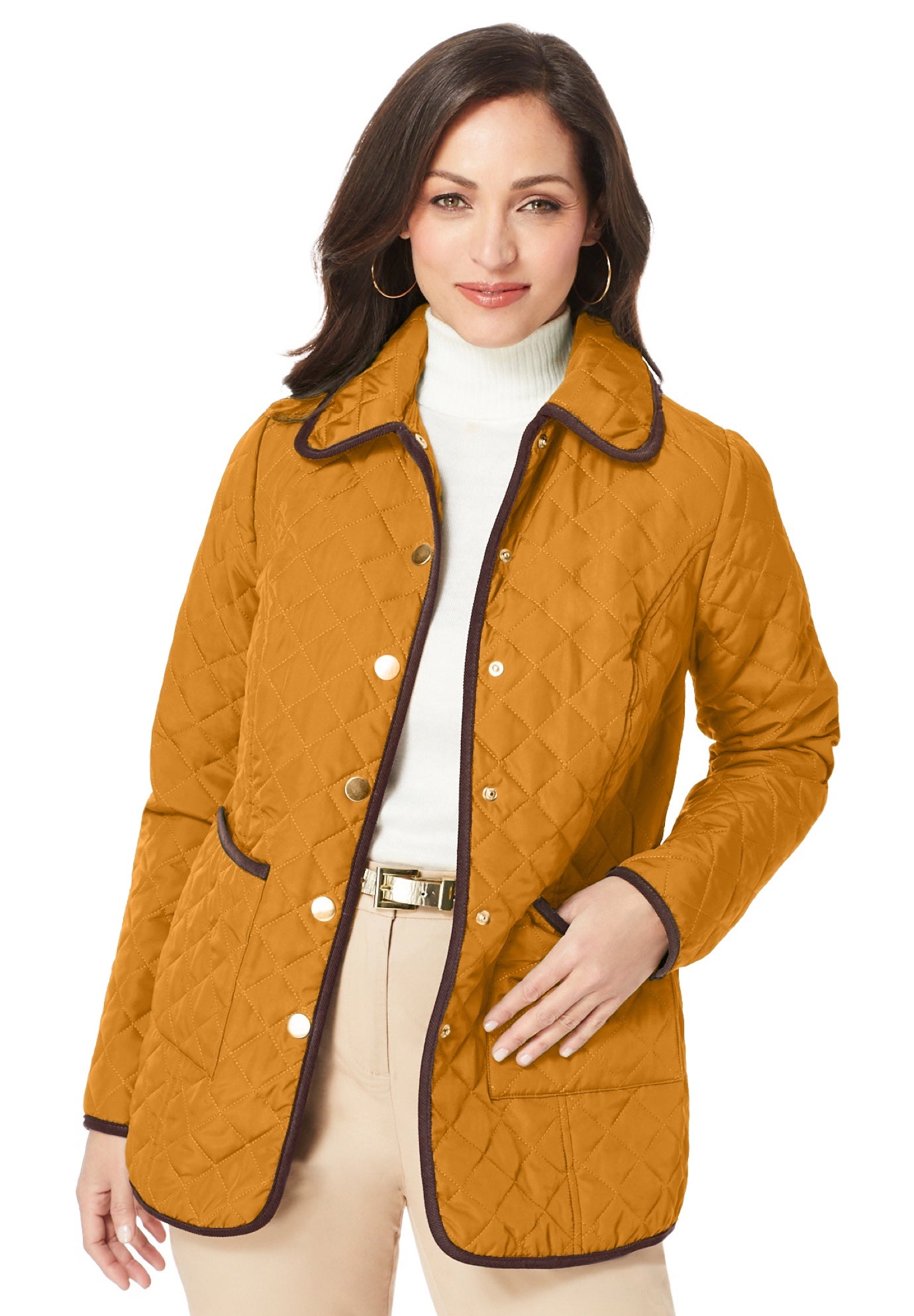 Snap-Front Quilted Coat image number 0