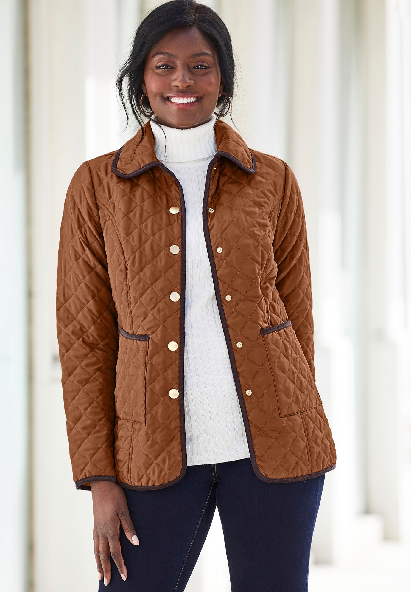 Snap-Front Quilted Coat image number 0
