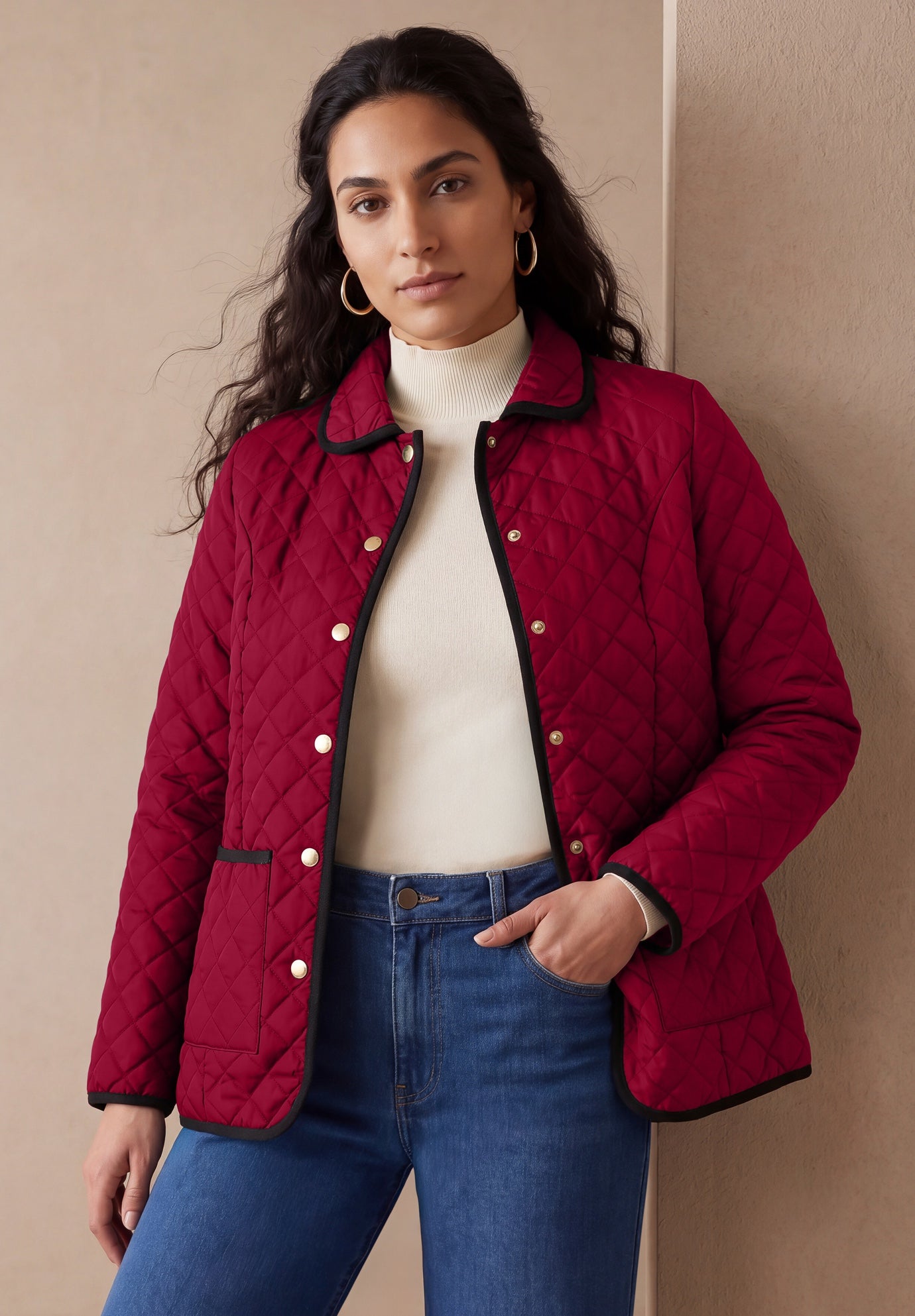 Snap-Front Quilted Coat image number 0