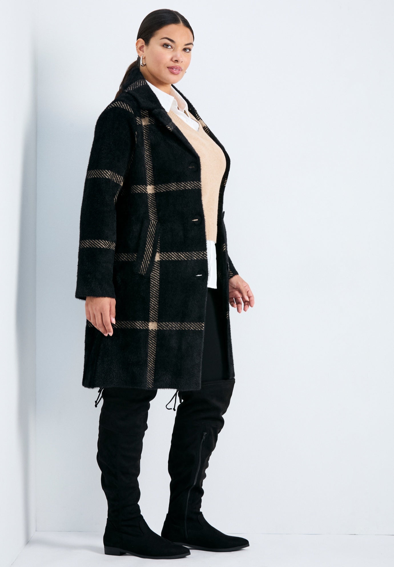 Gigi Check Sweater Coat image number 2