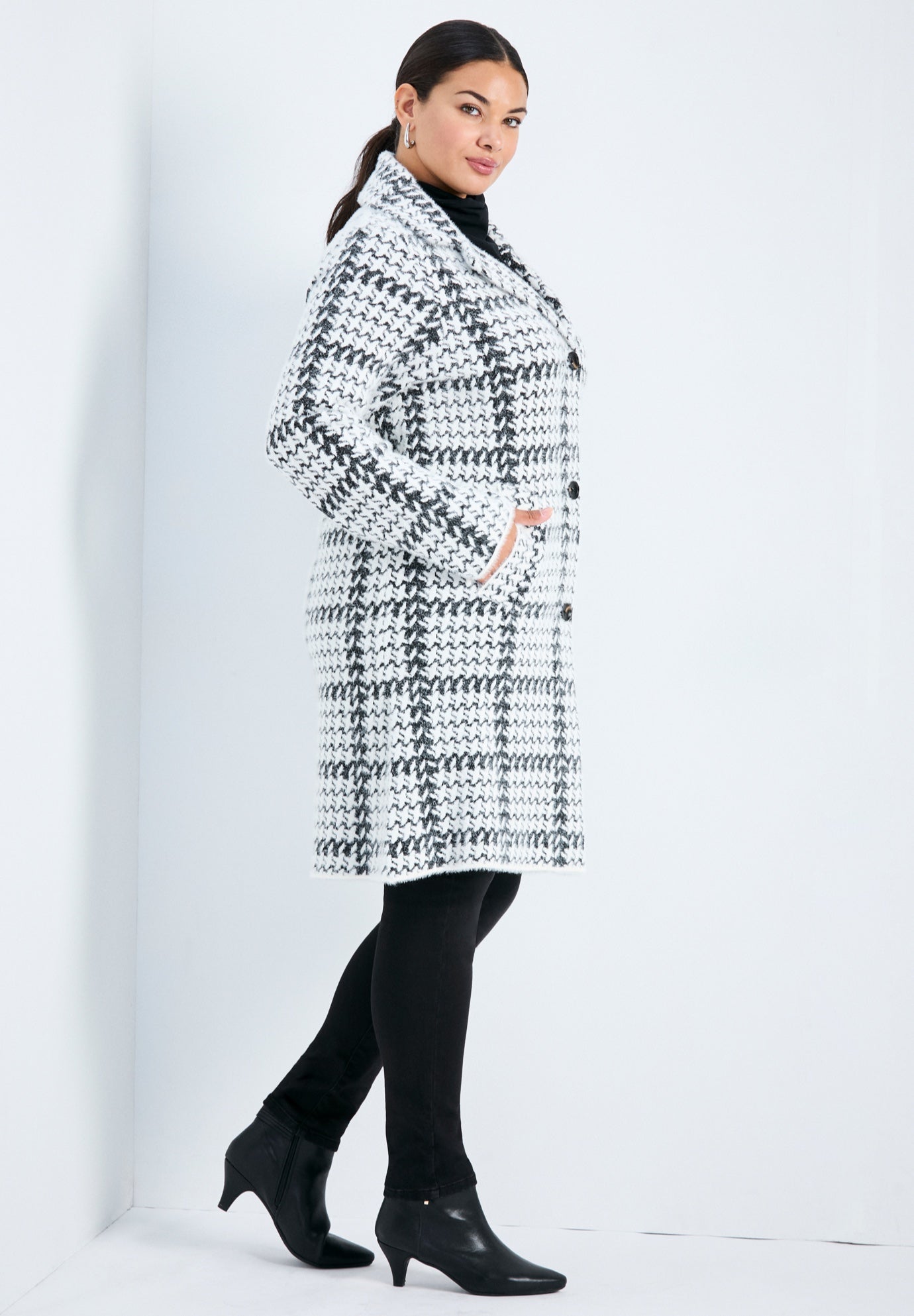 Gigi Check Sweater Coat image number 2