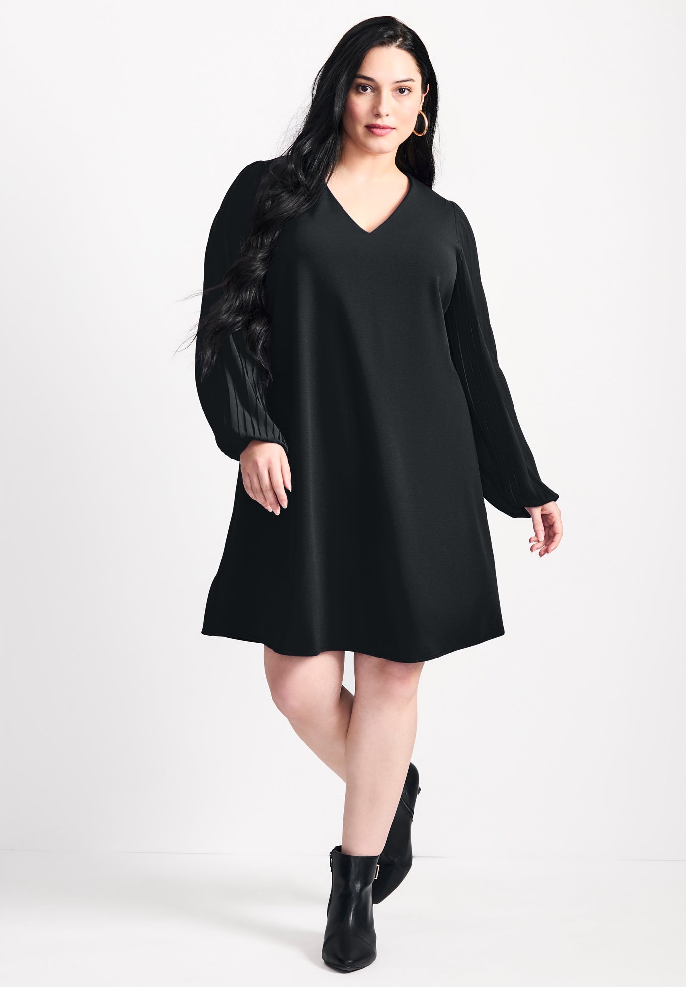 Paloma Blouson Pleated Sleeve Shift Dress image number 0