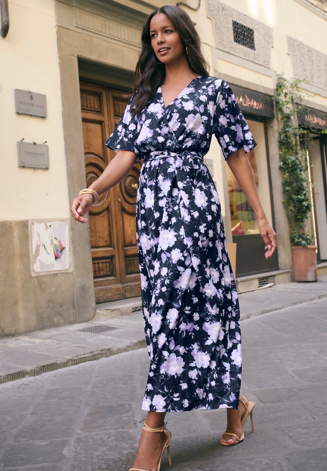 Georgette Faux Wrap Maxi Dress image number 0