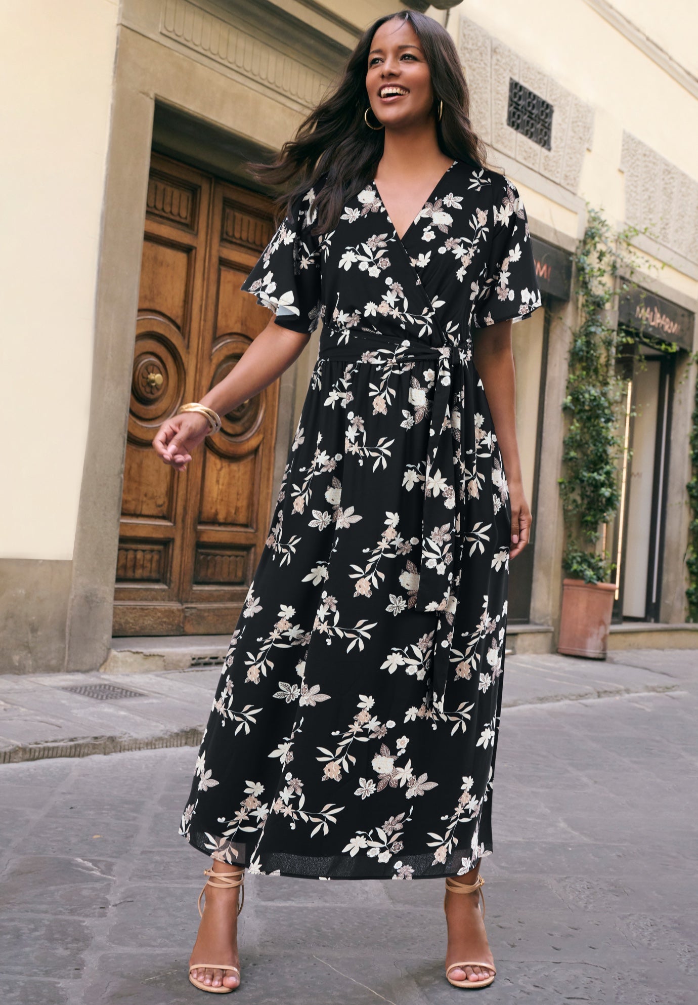 Georgette Faux Wrap Maxi Dress image number 0