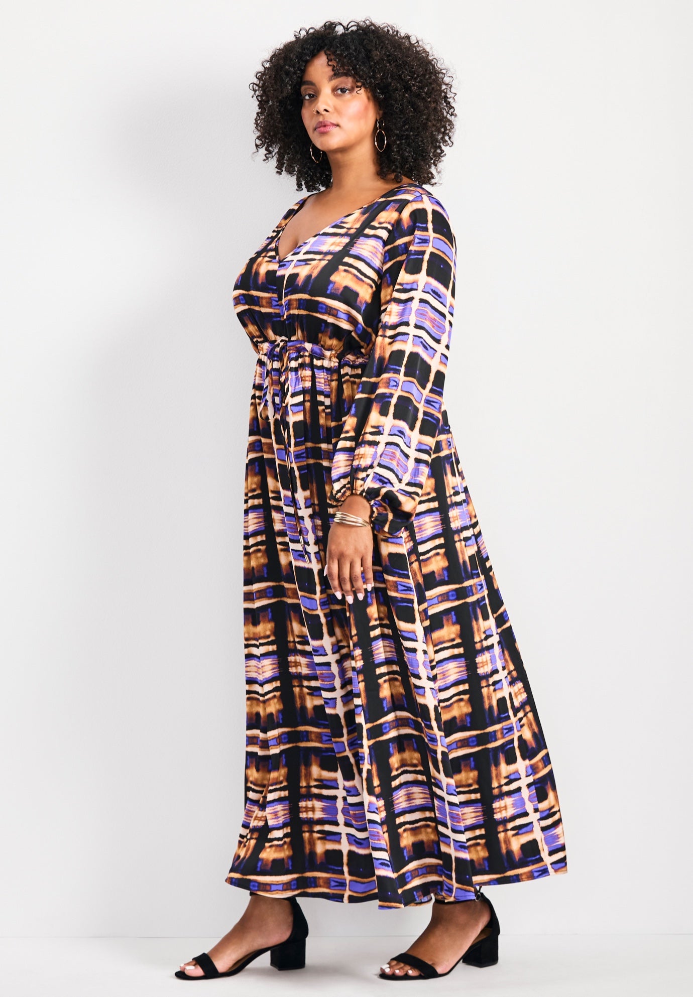 Goldi Satin Blouson Sleeve Maxi Dress image number 2