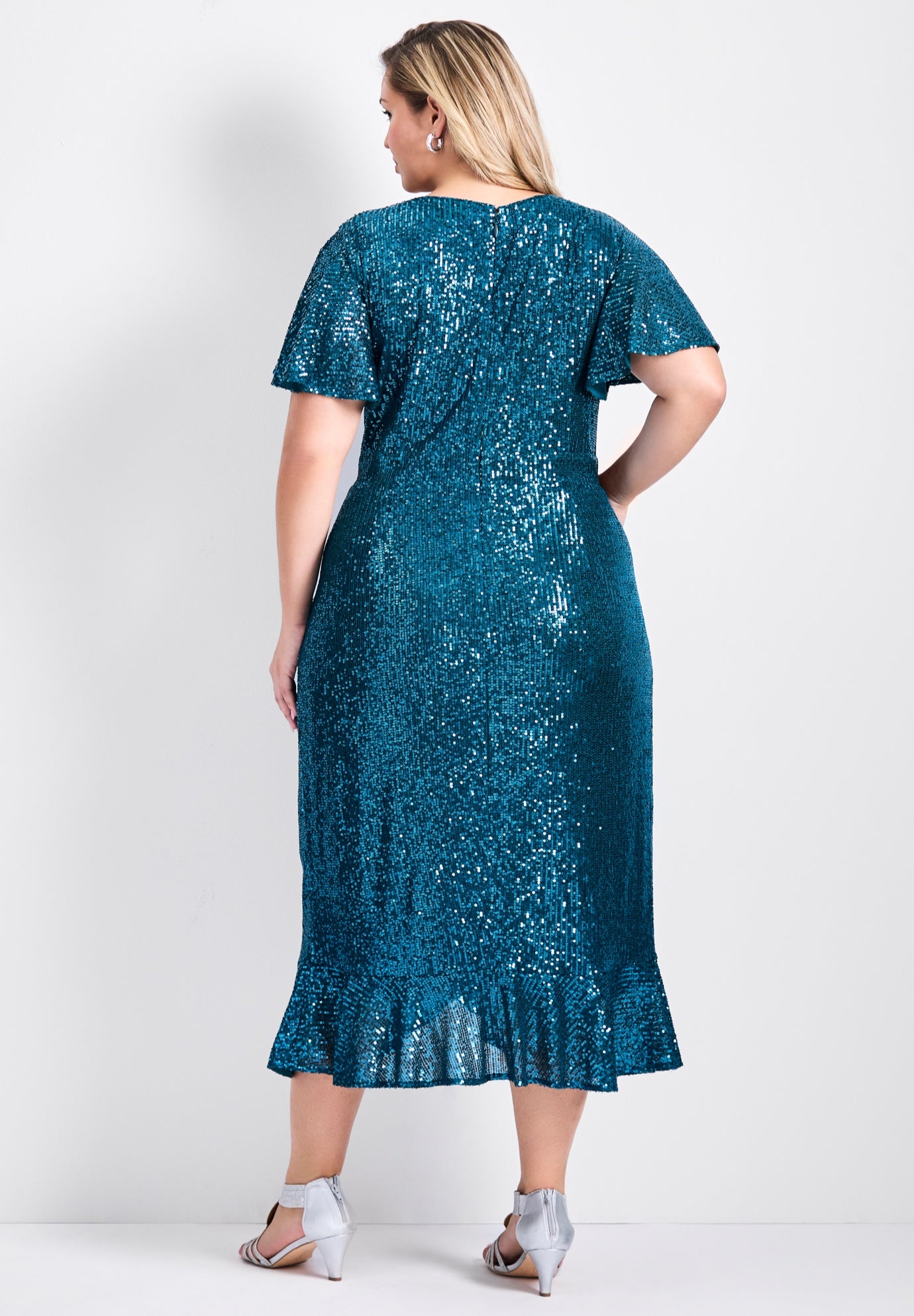 Nina Sequin Wrap Dress image number 1