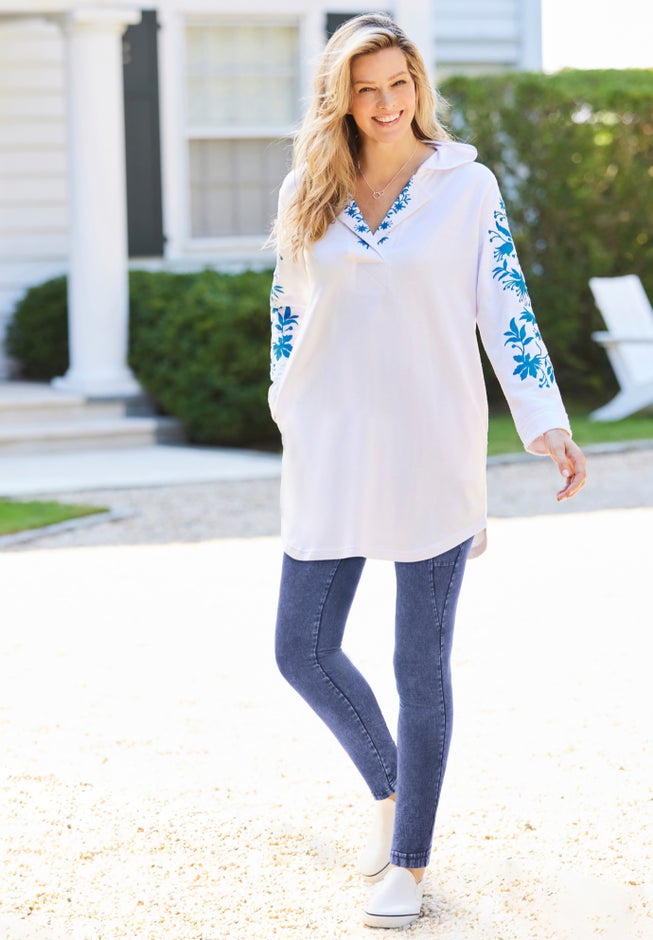 Stretch-Cotton Knit Pull-On Pocket Leggings image number 8