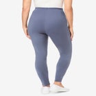 Side Pocket Ankle-Length Pull-On Stretch Knit Cotton Spandex Leggings image number null