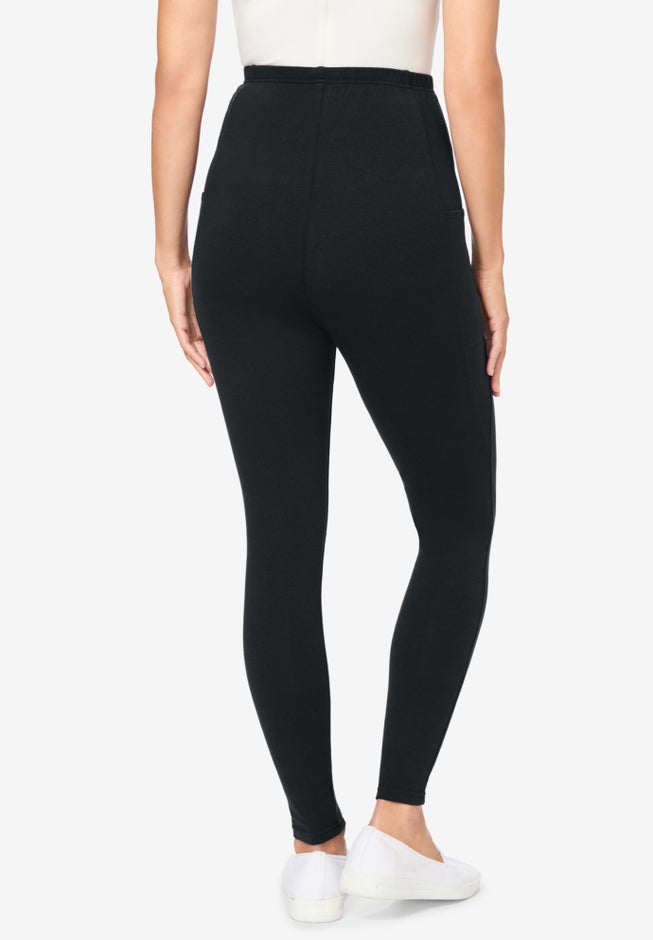 Stretch-Cotton Knit Pull-On Pocket Leggings image number 2