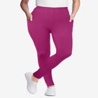 Side Pocket Ankle-Length Pull-On Stretch Knit Cotton Spandex Leggings image number 0