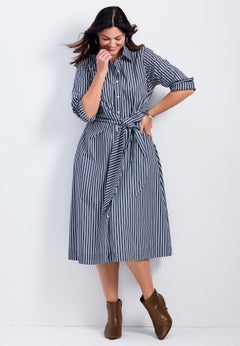 Bethany Poplin Tie Front Shirtdress
