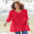 V-Neck Shaker A-Line Sweater image number null