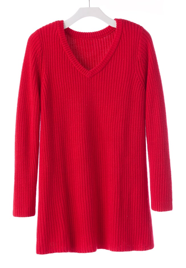 V-Neck Shaker A-Line Sweater image number 1