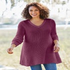 V-Neck Shaker A-Line Sweater image number null