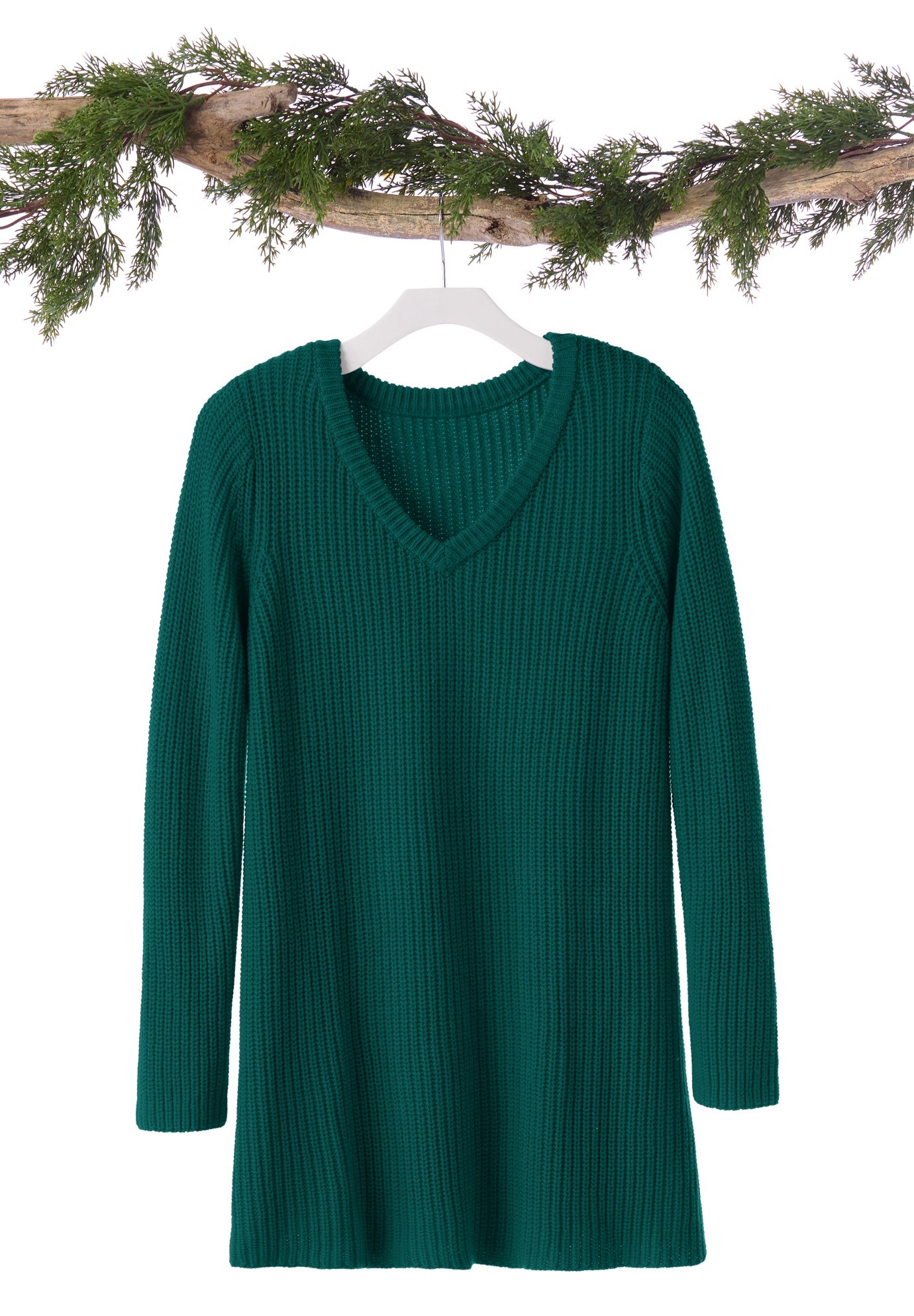 V-Neck Shaker A-Line Sweater image number 1