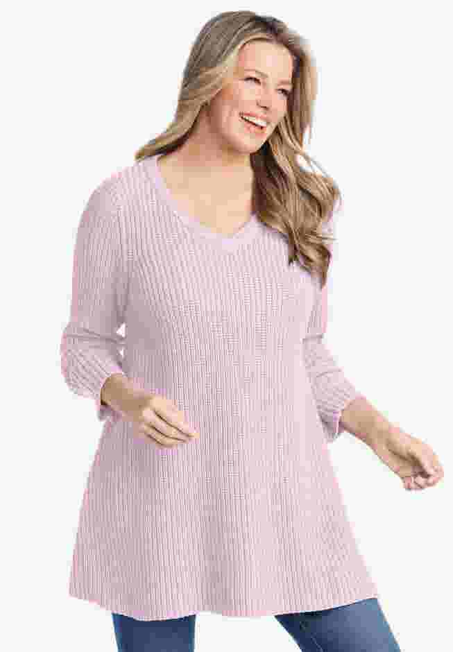 V-Neck Shaker Trapeze Sweater image number 0
