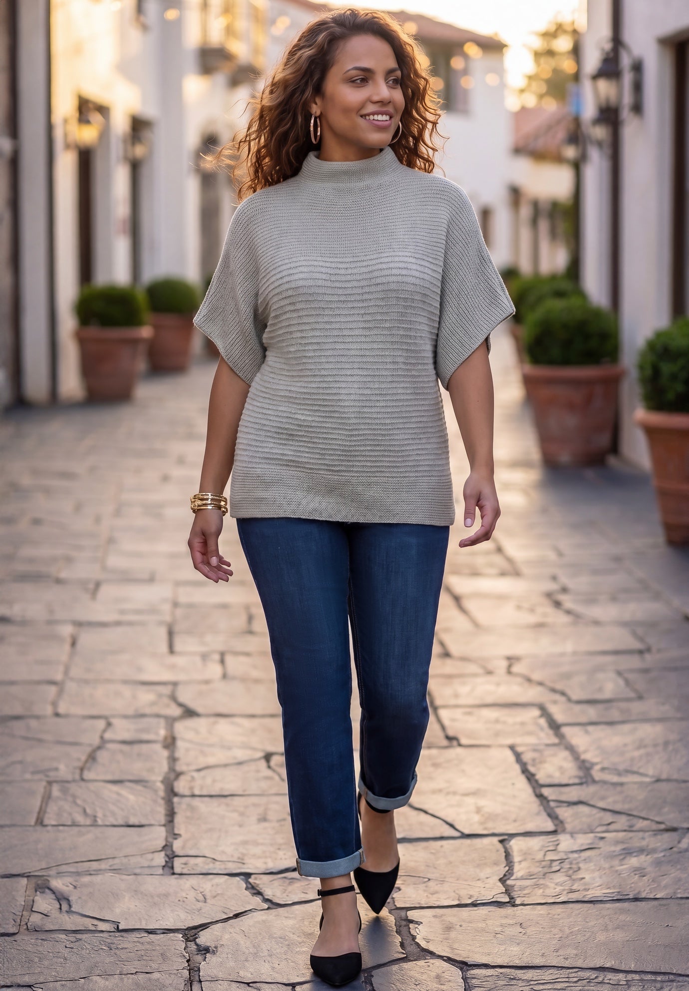 Cashmiracle&trade; Mockneck Pullover Ribbed Sweater image number 1