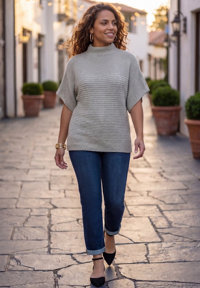 Cashmiracle&trade; Mockneck Pullover Ribbed Sweater image number 1