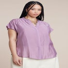 Textured Notch Collar Blouse image number null