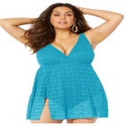 Crochet Side Slit V-Neck Swimdress image number null