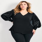 Glam Sequin Sleeve Top image number null