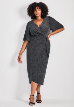 Nala Metallic Mock Wrap Dress