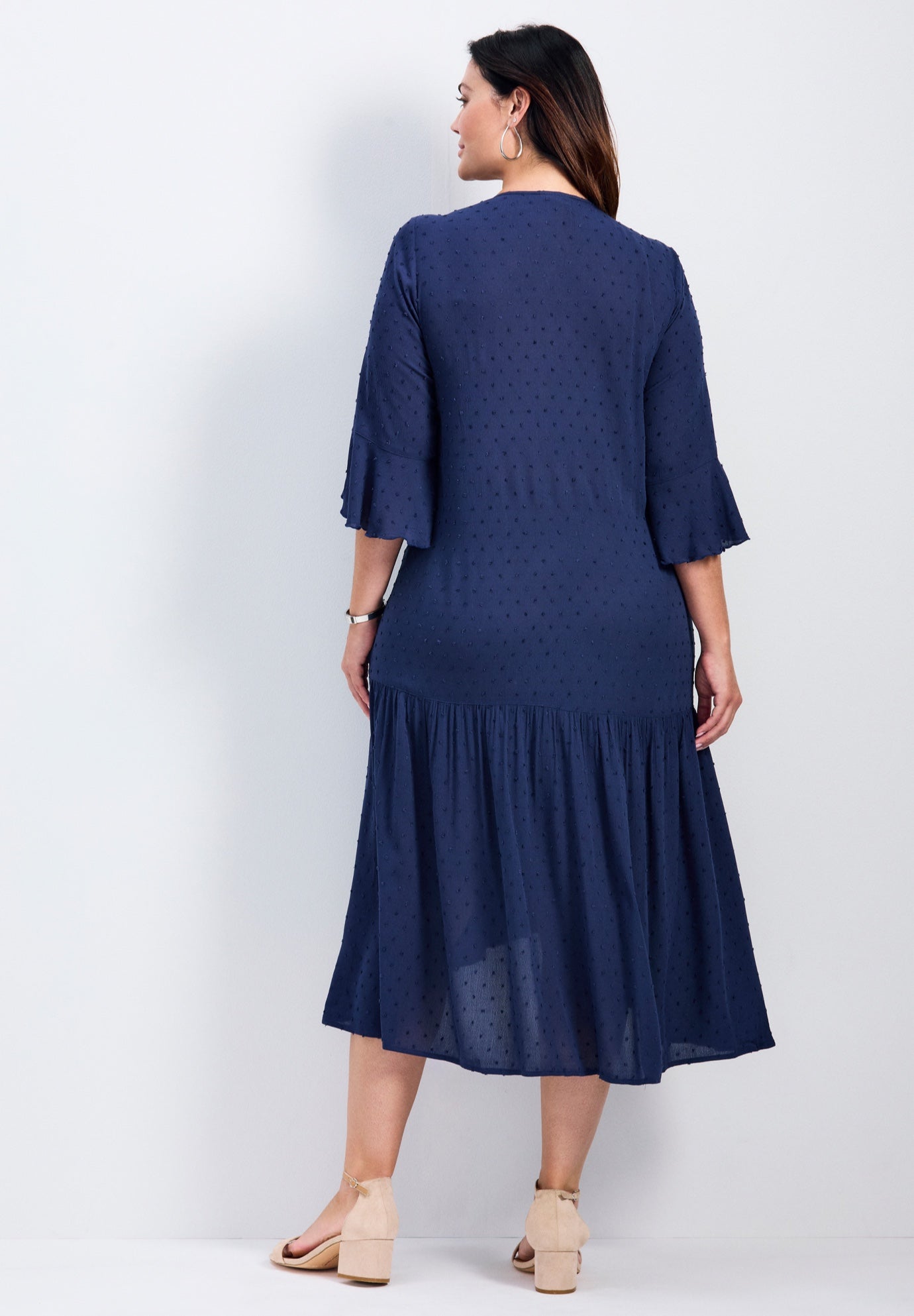 Vicki Textured Dobby Bell Sleeve Dress image number 1