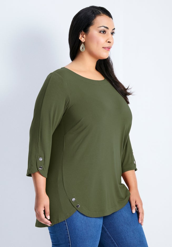 Sabrina Btn Dtl 3/4 Slv Top image number 2