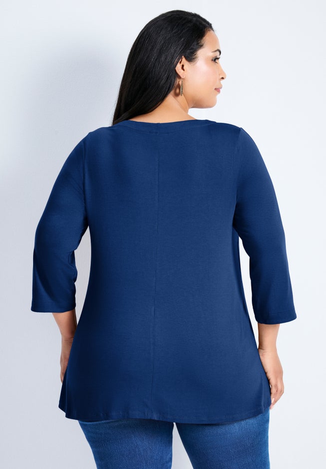 Sabrina Btn Dtl 3/4 Slv Top image number 1