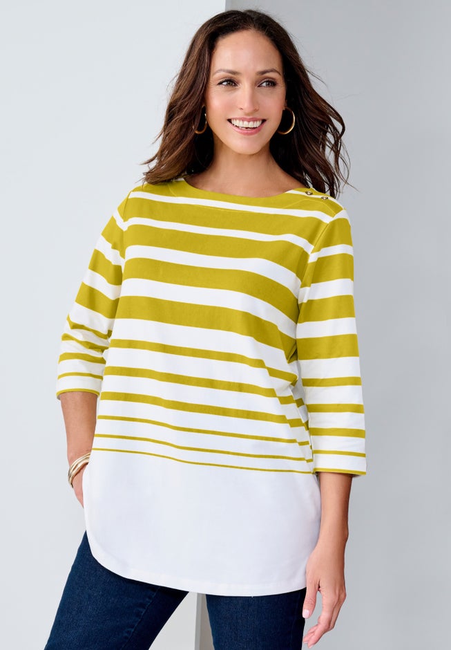 Stretch Cotton Boatneck Tunic image number 5