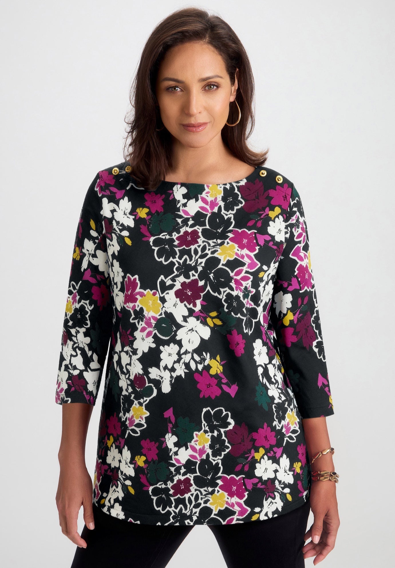 Stretch Cotton Boatneck Tunic image number 6