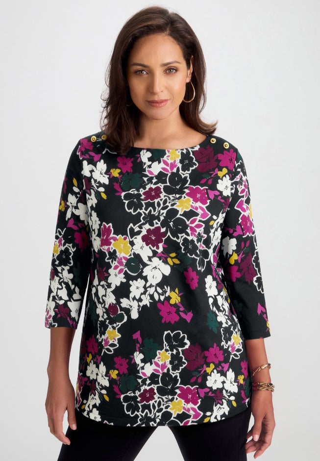 Stretch Cotton Boatneck Tunic image number 6