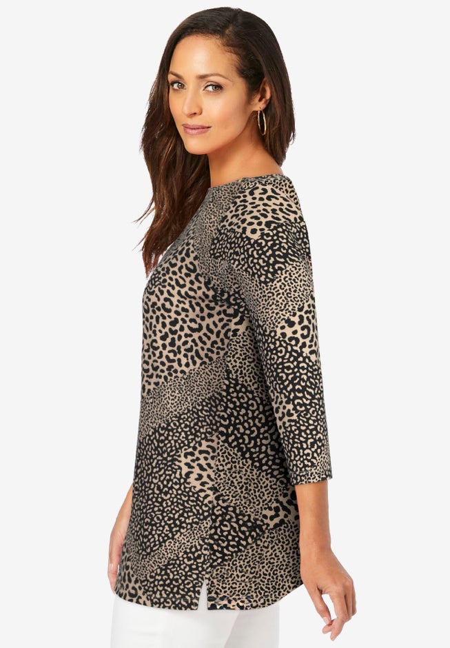 Stretch Cotton Boatneck Tunic image number 1