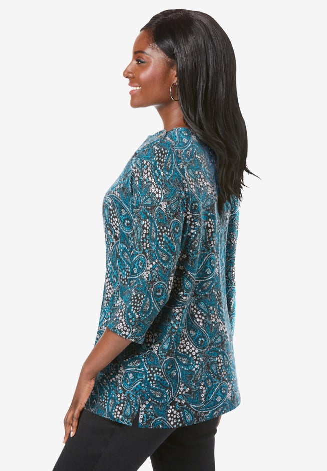 Stretch Cotton Boatneck Tunic image number 1