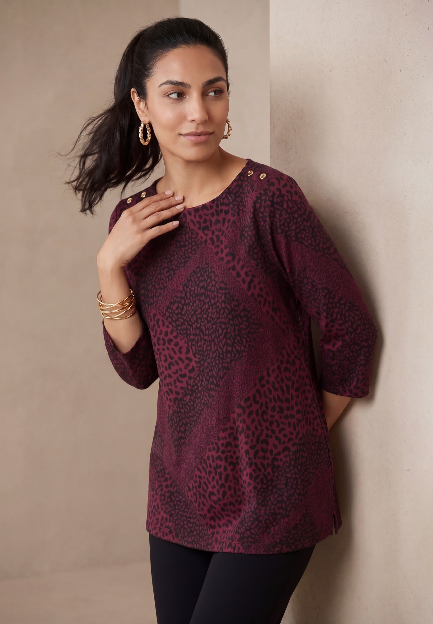 Stretch Cotton Boatneck Tunic image number 0