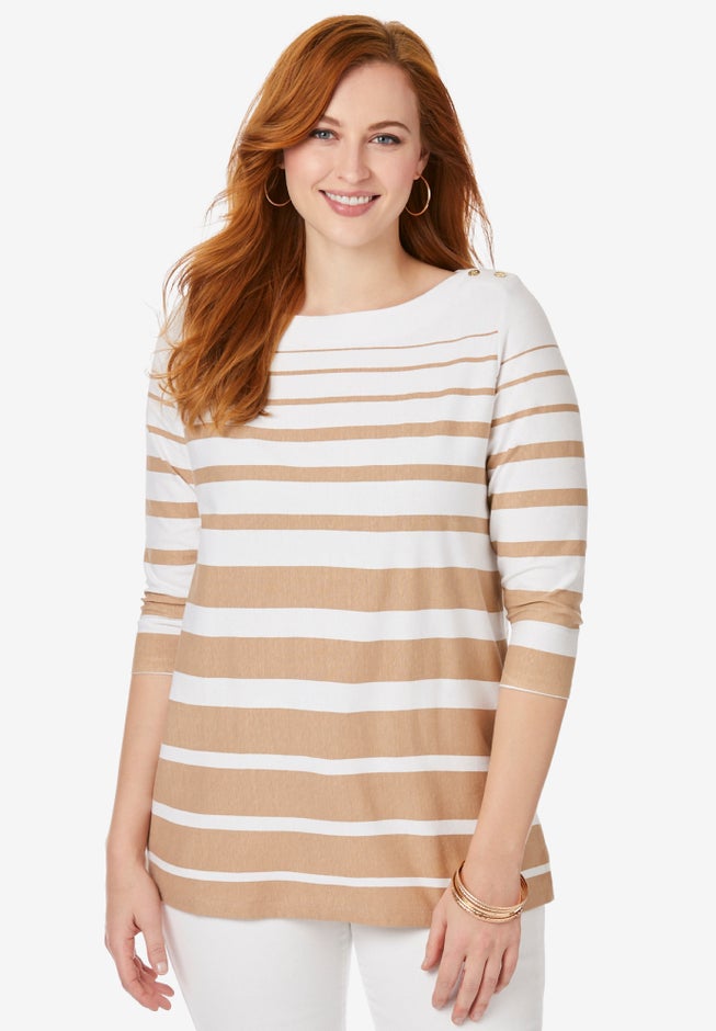 Stretch Cotton Boatneck Tunic image number 0
