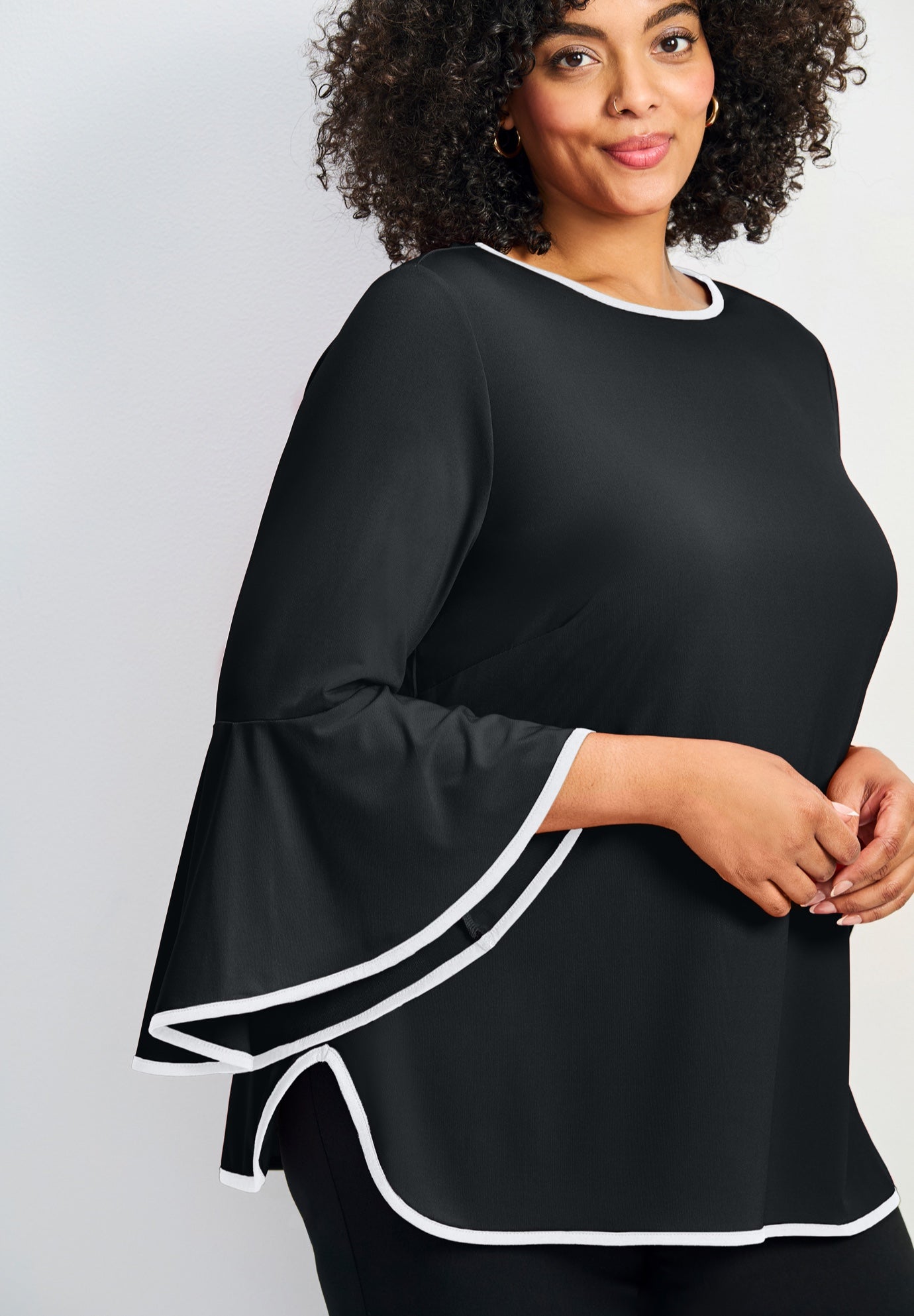 Ivana Contrast Bell Sleeve Top image number 1