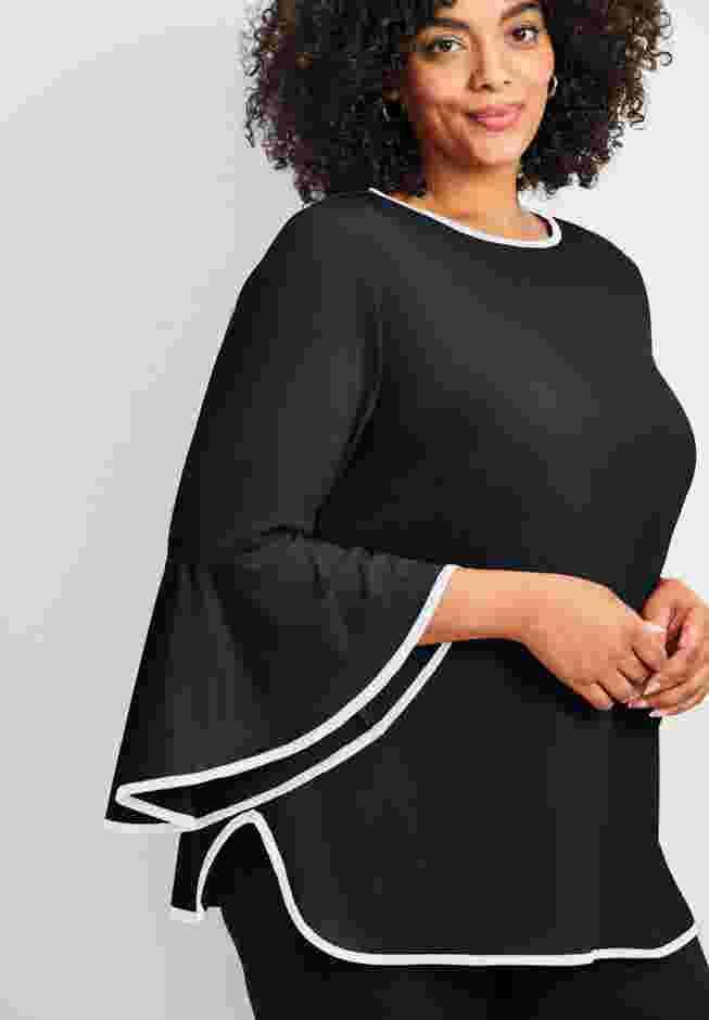 Ivana Contrast Bell Sleeve Top image number 3