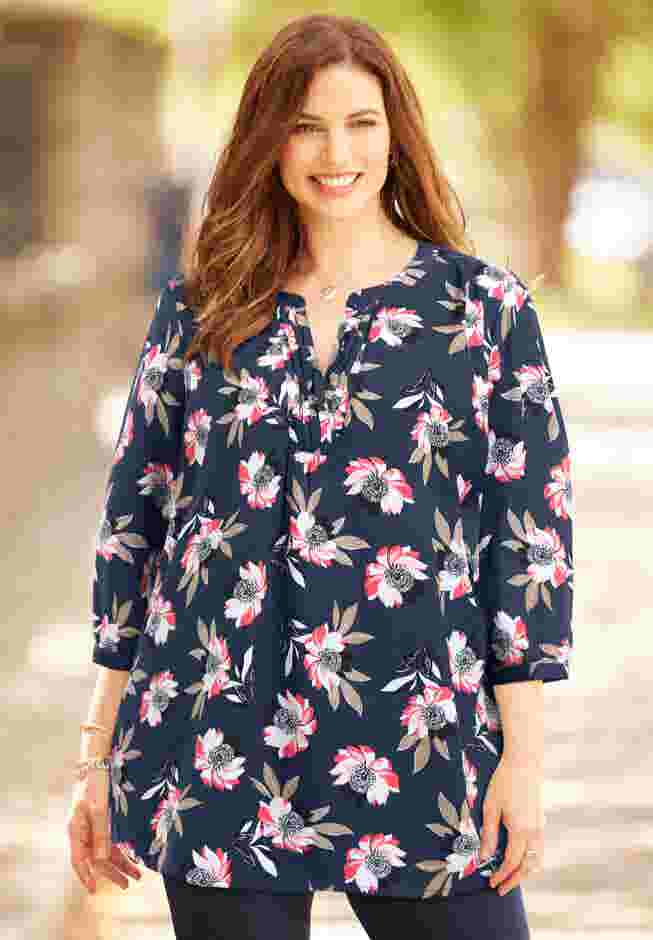 Georgette Pintuck Tunic image number 0