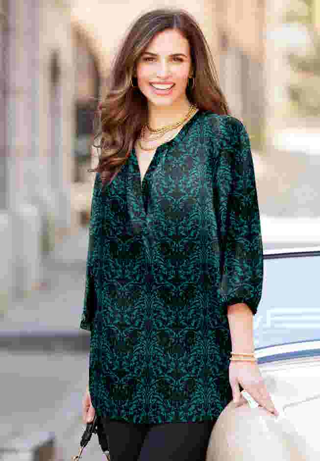 Georgette Pintuck Tunic image number 0