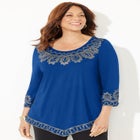 Pointed Hem Embroidered Top image number 0