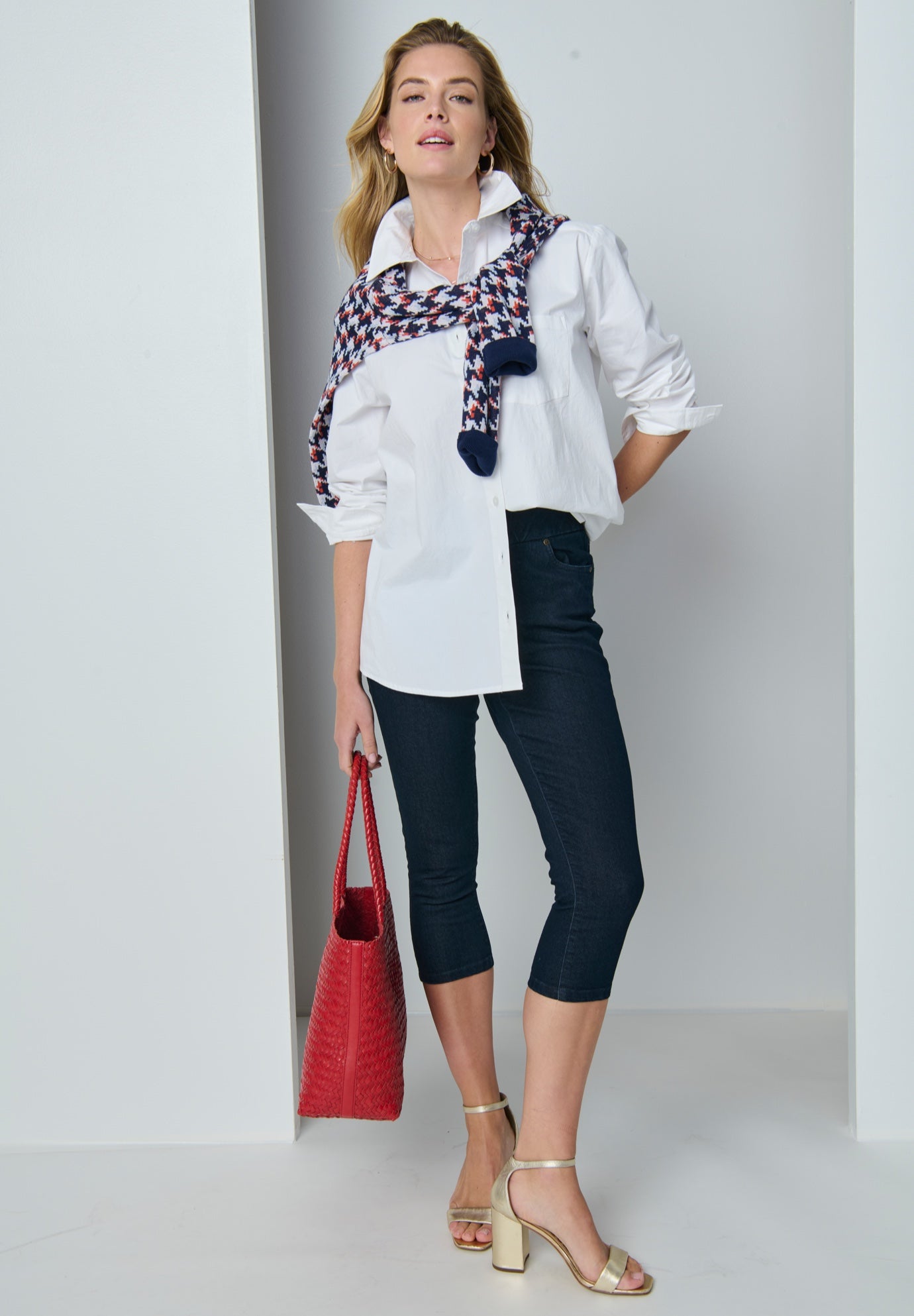 Comfort Waist Stretch Denim Capris image number 1