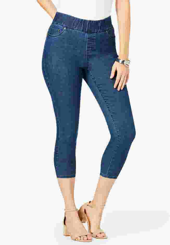 Comfort Waist Stretch Denim Capris image number 0