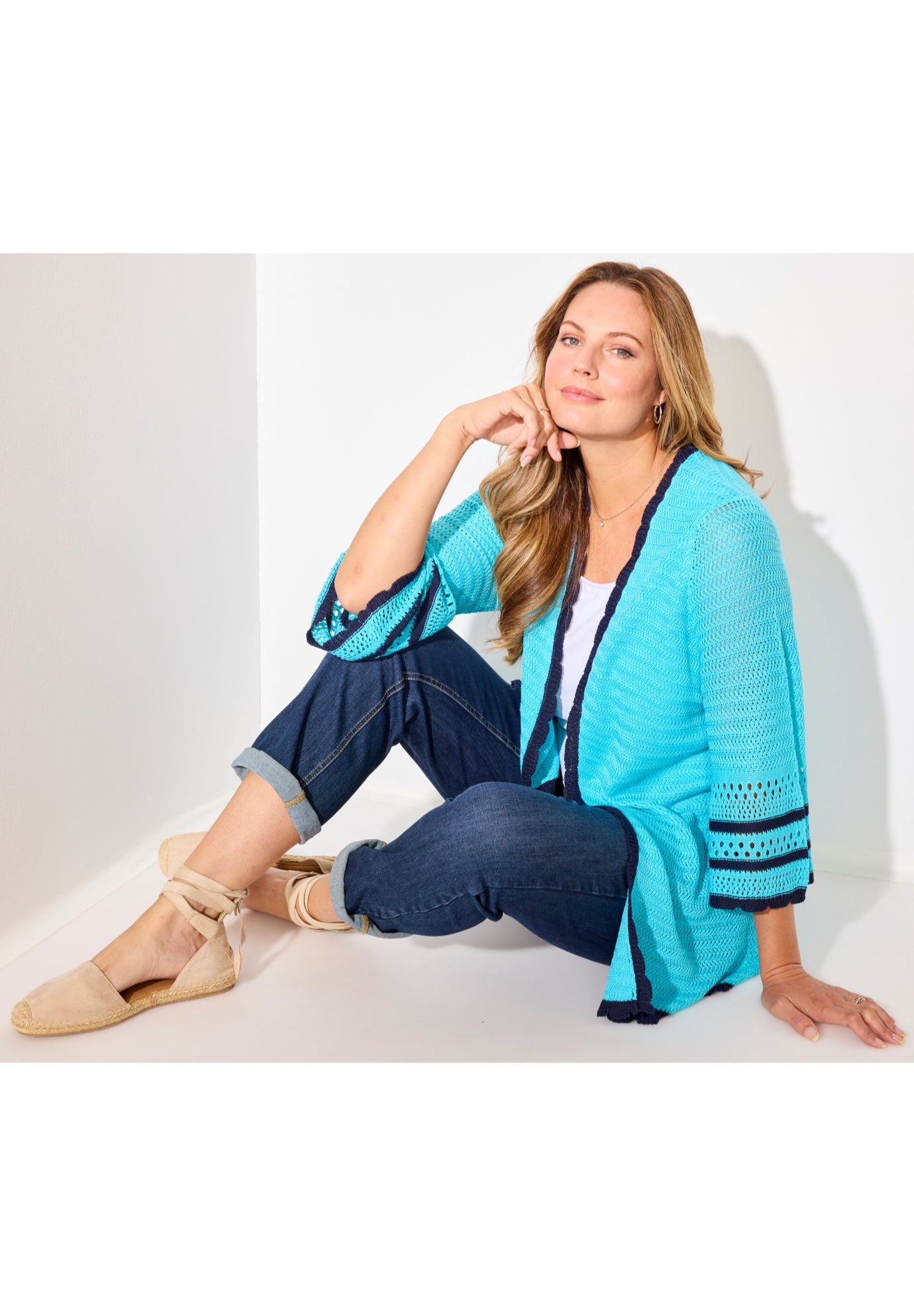 Bell Sleeve Open-Front Cardigan image number 2