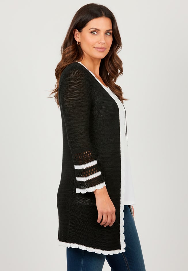 Bell Sleeve Open-Front Cardigan image number 1