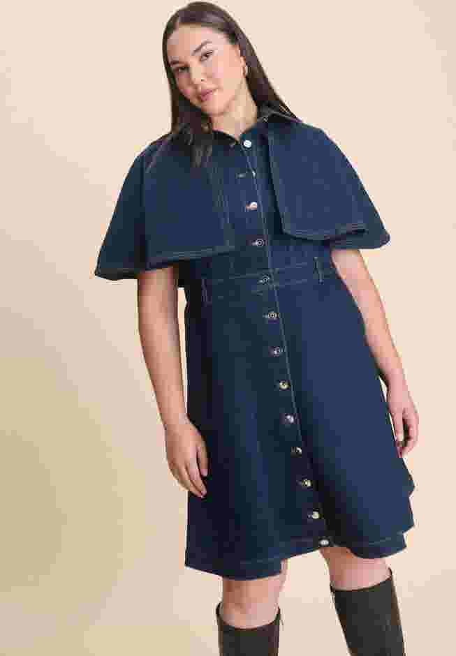 Denim Cape Detail Dress image number 1