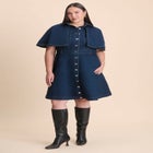 Denim Cape Detail Dress image number null